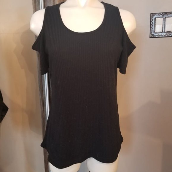 Forever21 Women's Shoulderless Ribbed T-shirt - Picture 1 of 4